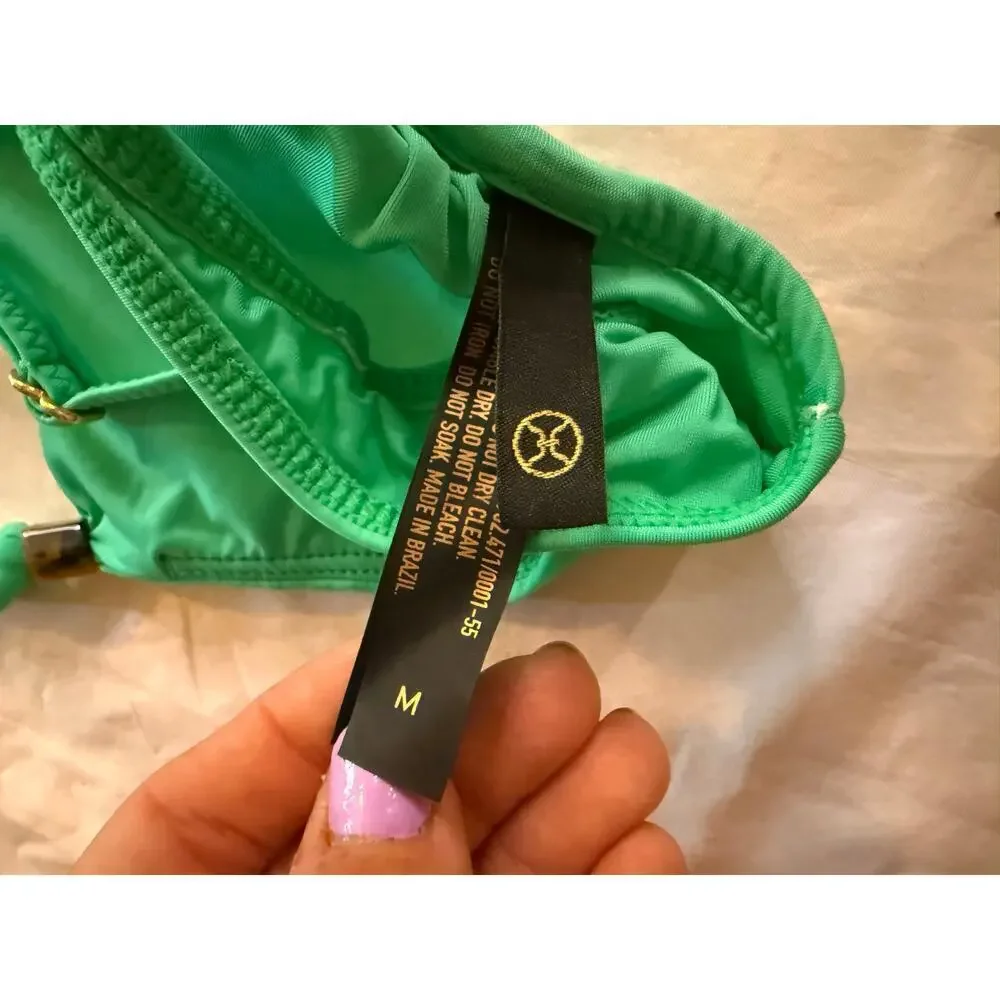 VIX BY PAULA HERMANNY Dora Kira Bead Trim Bikini Top green size medium
